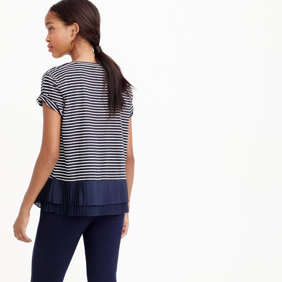 J. Crew Pleated Chiffon Hem Shirt - Picture 2 of 6